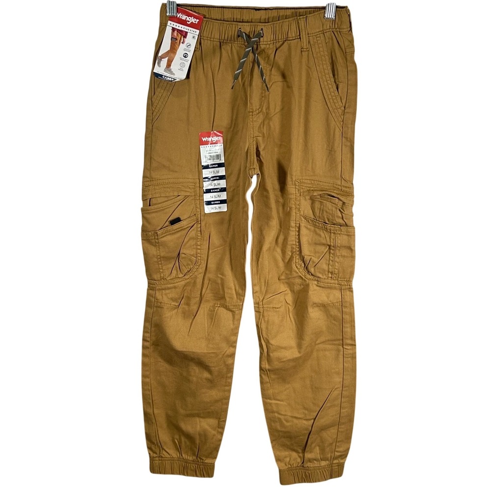 Wrangler Five Star Gamer Cargo Pants Boys 14 Slim Brown Jogger NEW School